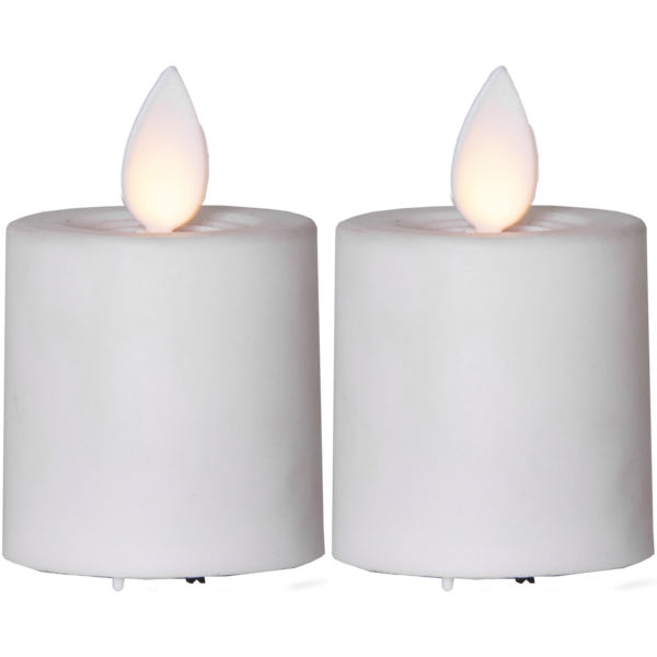 LED Blockljus Flamme Twinkle | Ø4cm x 6cm | vit [Star Trading]  2st 362088 - 2