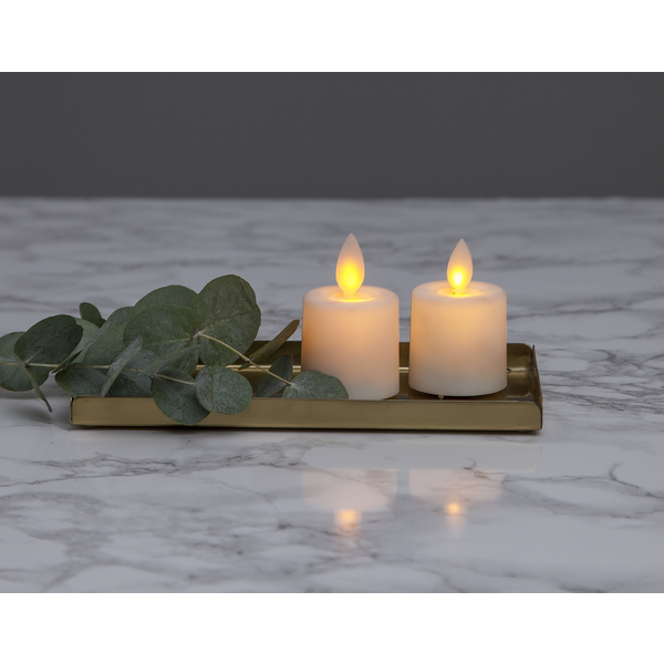 LED Blockljus Flamme Twinkle | Ø4cm x 6cm | vit [Star Trading]  2st 362088 - 1