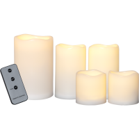 LED Blockljus Paul | Ø7,5-10cm x 7,5-15cm | vit [Star Trading] 5st 361414