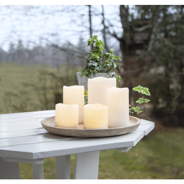 LED Blockljus Paul | Ø7,5-10cm x 7,5-15cm | vit [Star Trading] 5st 361414 - 3