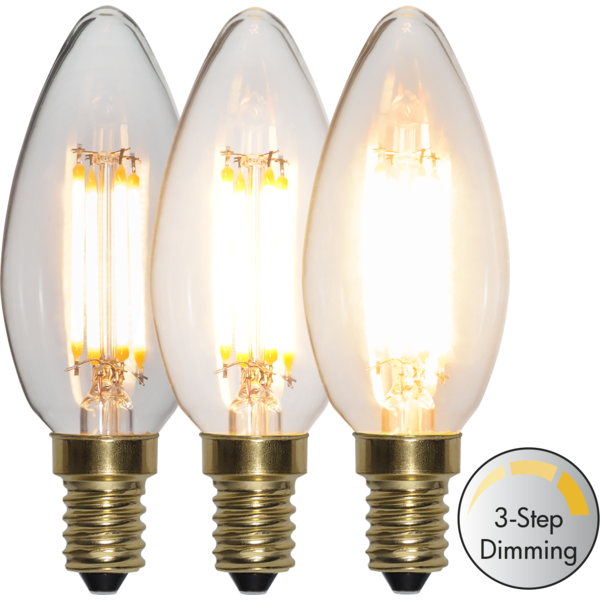 LED lampa E14 dimbar (3-stegs) | C35 soft glow | 4W [Star Trading] 361754 - 1