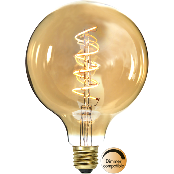LED lampa E27 dimbar | G125 decoled spiral amber | 2100K | 3.5W [Star Trading] 361837 - 1