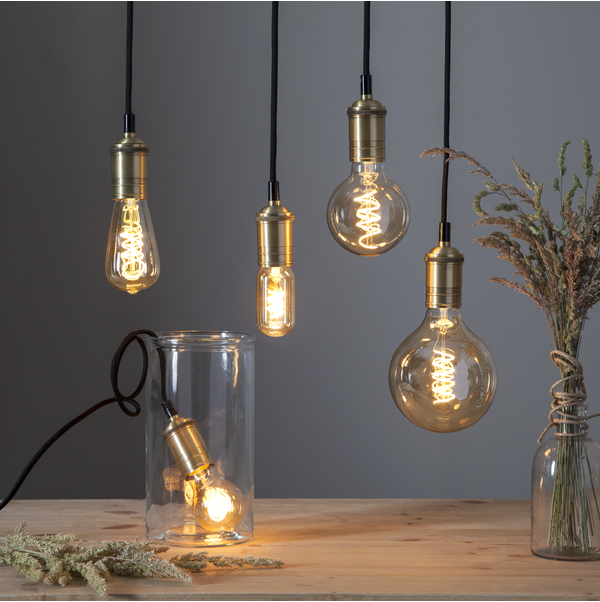 LED lampa E27 dimbar | G125 decoled spiral amber | 2100K | 3.5W [Star Trading] 361837 - 2