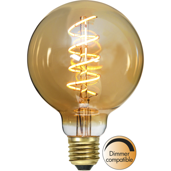LED lampa E27 dimbar | G95 decoled spiral amber | 2000K | 3.2W [Star Trading] 361251 - 1