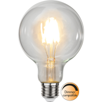 LED lampa E27 dimbar | G95 klar | 2700K | 4.7W (40W) [Star Trading] 361860