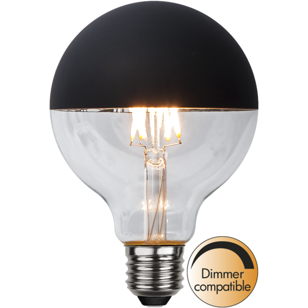 LED lampa E27 dimbar | G95 top coated black | 2600K | 2.8W (26W) [Star Trading] 361867 - 1