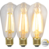 LED lampa E27 dimbar (3-stegs) | ST64 soft glow | 2100K | 6.5W (54W) [Star Trading] 502440