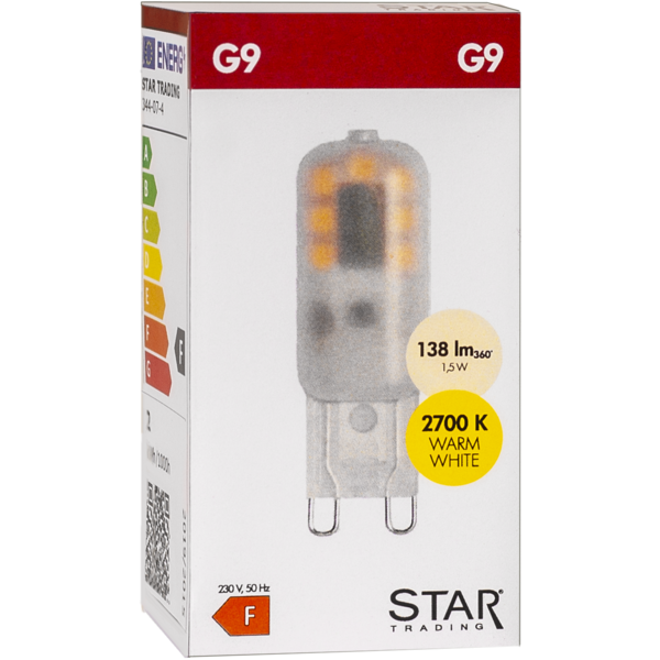 LED lampa G9 | Halo LED | frostad | 2700K | 1.5W | 2st [Star Trading] 362042 - 3