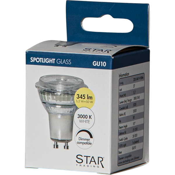 LED spotlight GU10 | 3000K | 5.2W | dimbar [Star Trading] 361934 - 5