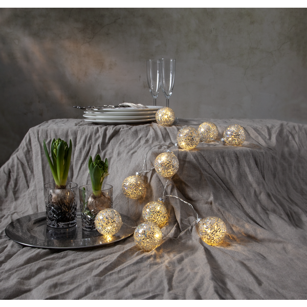 Ljusslinga Glitter | 130cm | 10 lampor | silver [Star Trading] 501771 - 4