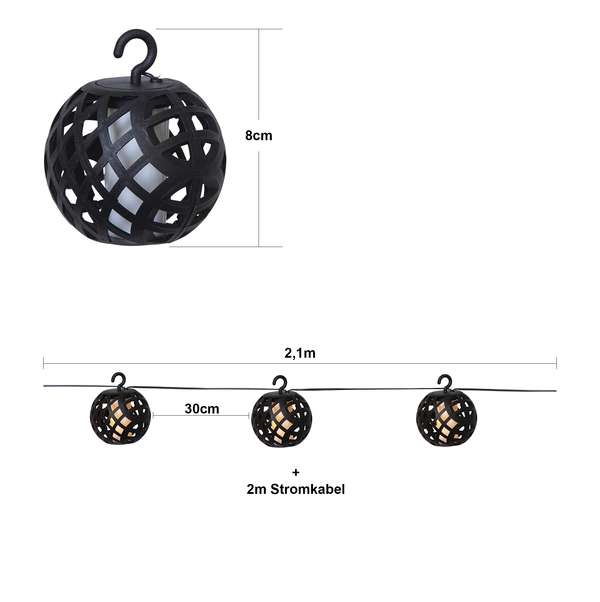 Ljusslinga Solcell Flame | 210cm | 8 lampor | svart [Star Trading] 501756 - 3