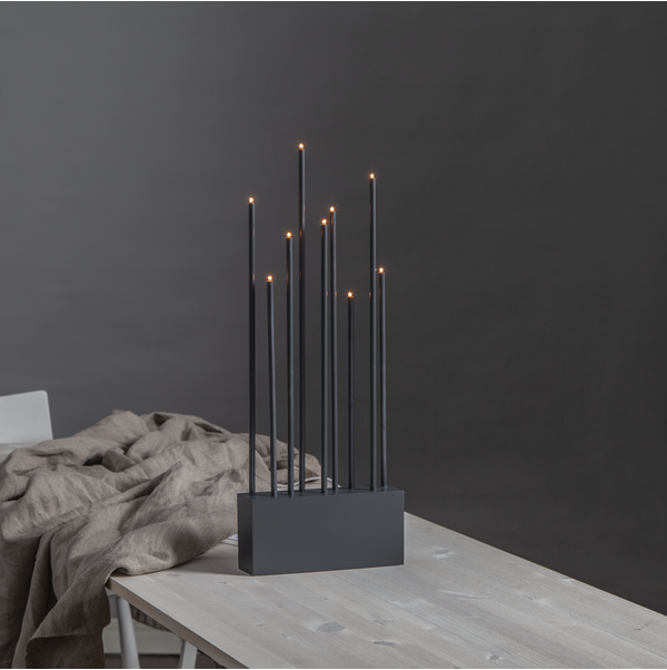 Ljusstake Buzz | 9 ljus | svart [Star Trading] 501803 - 2