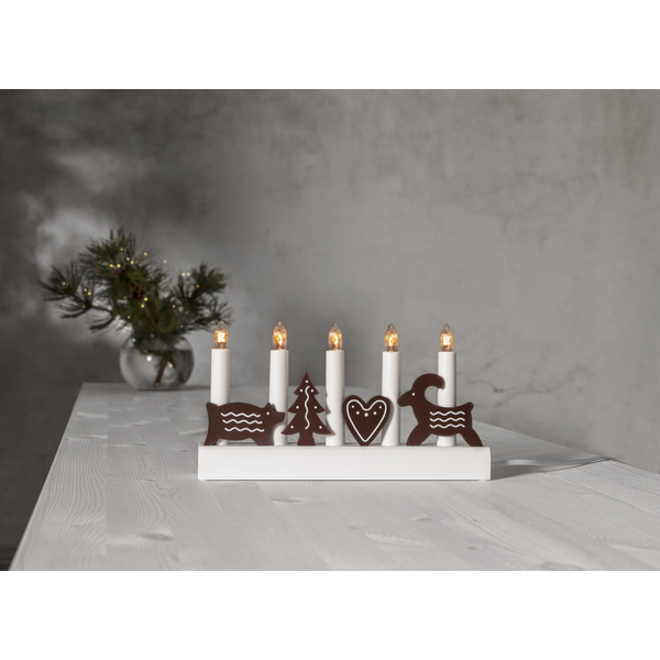 Ljusstake Julia | 5 ljus | brun & vit [Star Trading] 501519 - 2