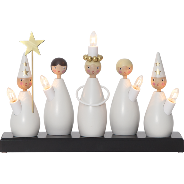 Ljusstake Luciakör | 5 ljus | vit [Star Trading] 361285 - 1