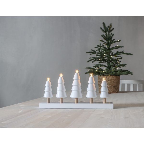 Ljusstake Skog | 5 ljus | vit [Star Trading] 501518 - 2