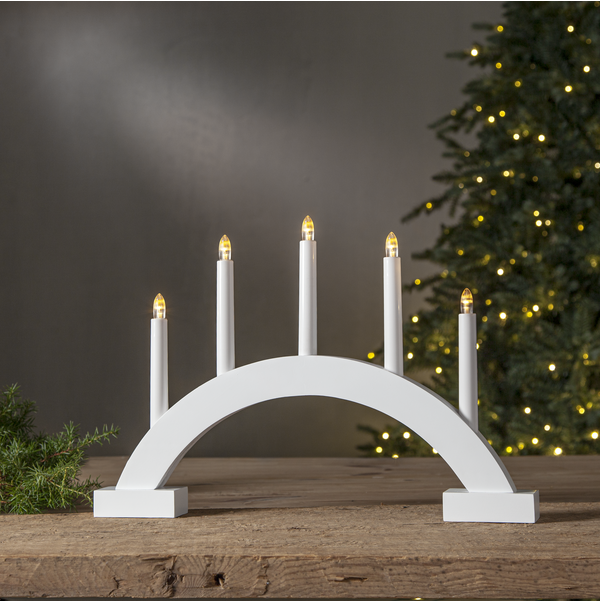 Ljusstake Trapp | 5-arm | trä | vit [Star Trading] 361290 - 2