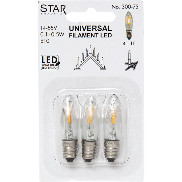 Reservlampa E10 LED | 14-55V 0,1-0,5W | 3st [Star Trading] 362010 - 4