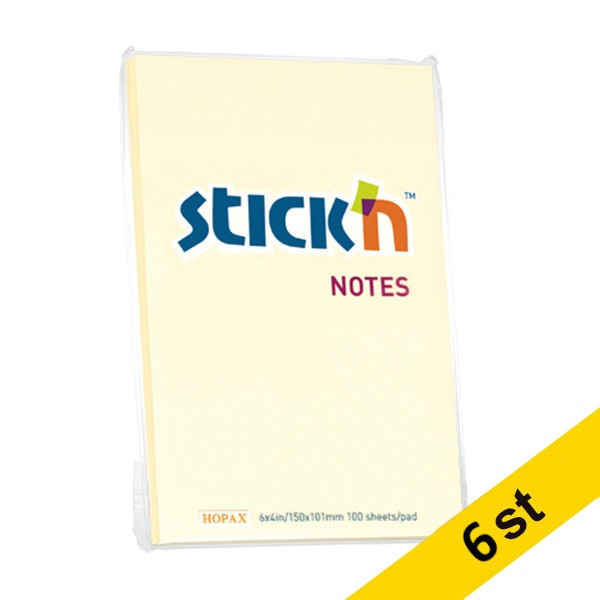 Stick'n Notes 152mm x 102mm | gul | 100 ark | 6st 201727 - 1