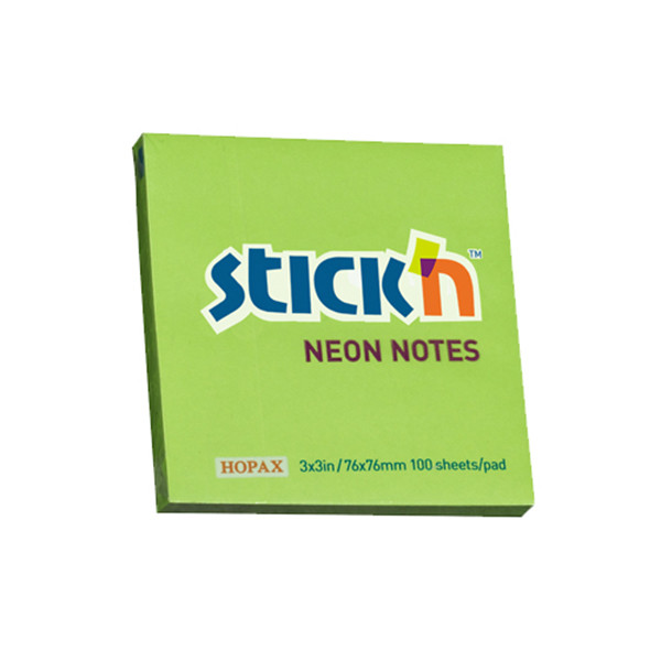 Stick'n Notes 76mm x 76mm | neongrön | 4 x 45 ark 201717 - 1