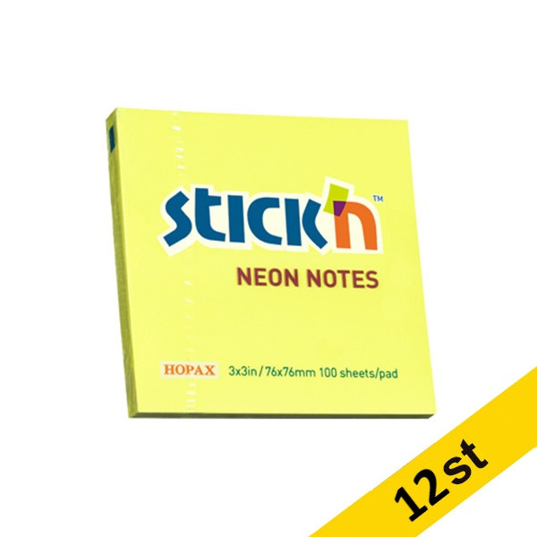 Stick'n Notes 76mm x 76mm | neongul | 4 x 45 ark | 12st 201729 - 1
