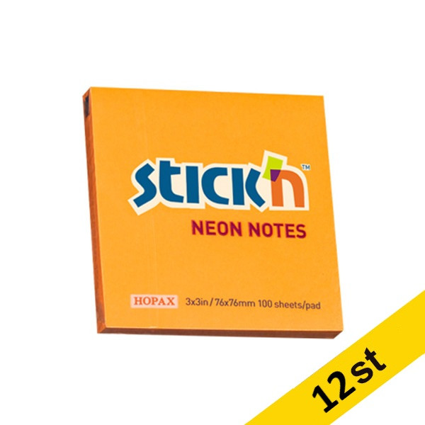 Stick'n Notes 76mm x 76mm | neonorange | 4 x 45 ark | 12st 201730 - 1