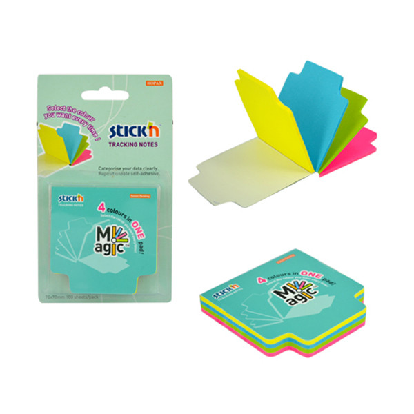 Stick'n bokmärken 70.2mm x 70.2mm |  olika färger neon | 100 ark 201748 - 2