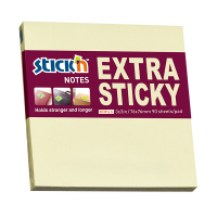 Stick'n extra självhäftande anteckningsblock 76mm x 76mm | pastellgul | 90 ark 201761