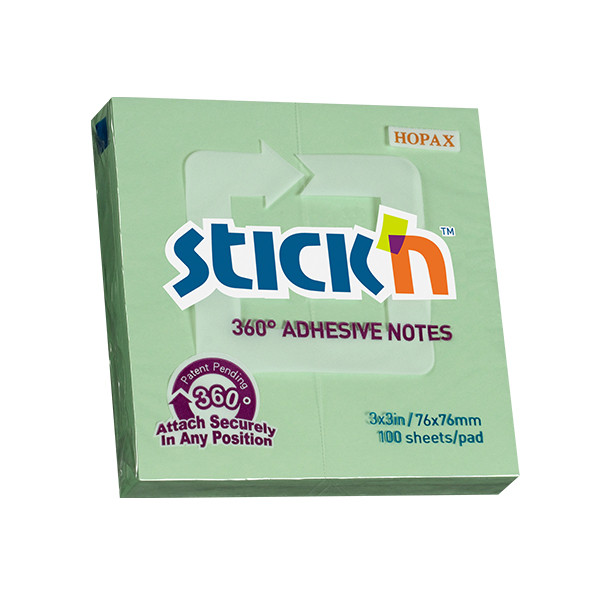 Stick'n memoblock 360 graders självhäftande kant 76mm x 76mm | grön | 100 ark 201751 - 1