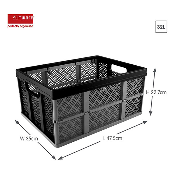 Sunware Basic Hopfällbar låda 47,5x35x23cm | 32L | antracit/svart 216561 - 2