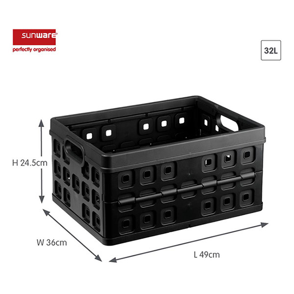 Sunware Hopfällbar låda 49x36x24,5cm | 32L | svart⭐ 216546 - 2