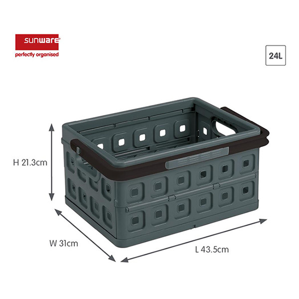 Sunware Hopfällbar låda med handtag antracit/svart 36x31x21,3cm | 24L 57500636 216558 - 2