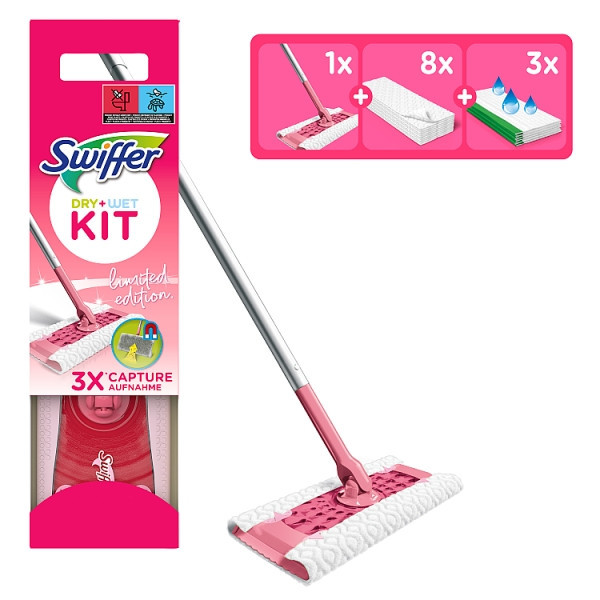 Swiffer Sweeper | 1 mopp inkl. torra- & fuktiga rengöringsdukar | Rosa edition SWI00138 - 2