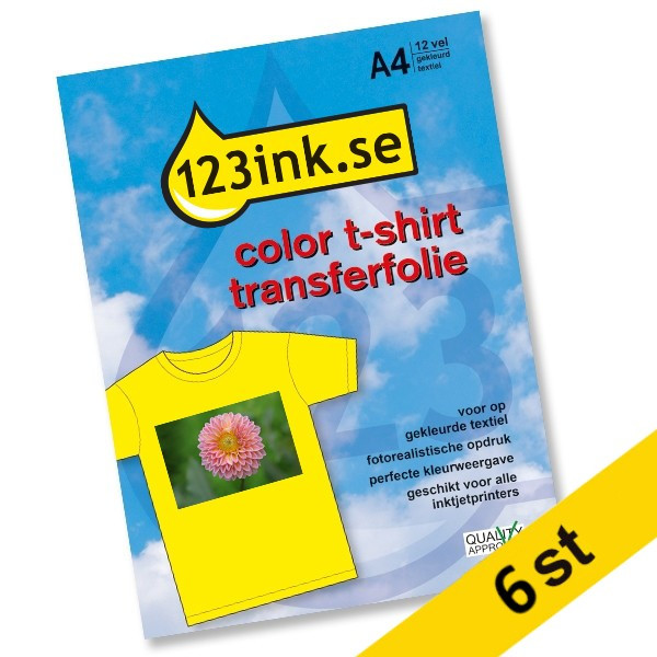 T-shirt transferfolie A4 | colour textiles | 123ink | 12 ark  060860 - 1