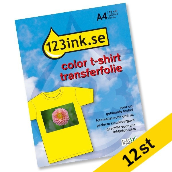 T-shirt transferfolie A4 | colour textiles | 123ink | 12 ark  060860 - 1