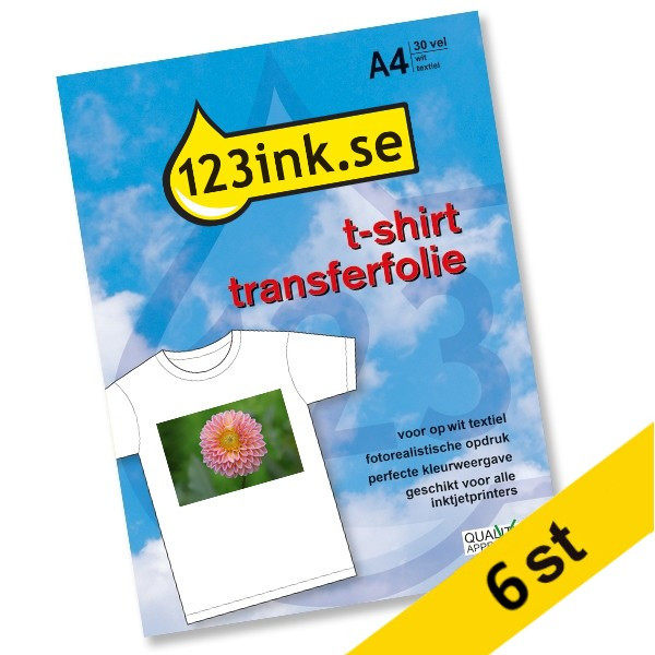 T-shirt transferfolie A4 | white textiles | 123ink | 30 ark C6050AC 060810 - 1