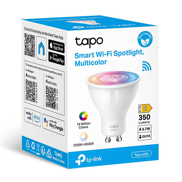 [] Smart spotlight GU10 dimbar | RGB+CCT | 2200-6500K | 3.7W (50W) | Tapo L30 [TP-Link] 828922 - 2