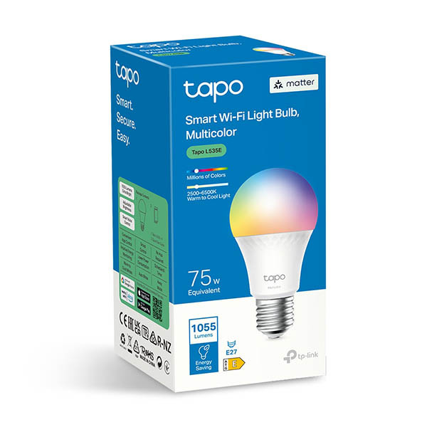 Smart lampa E27 dimbar | A60 RGB+CCT | 2500-6500K | 8.6W (75W) | Tapo L535E [TP-Link] 828921 - 2