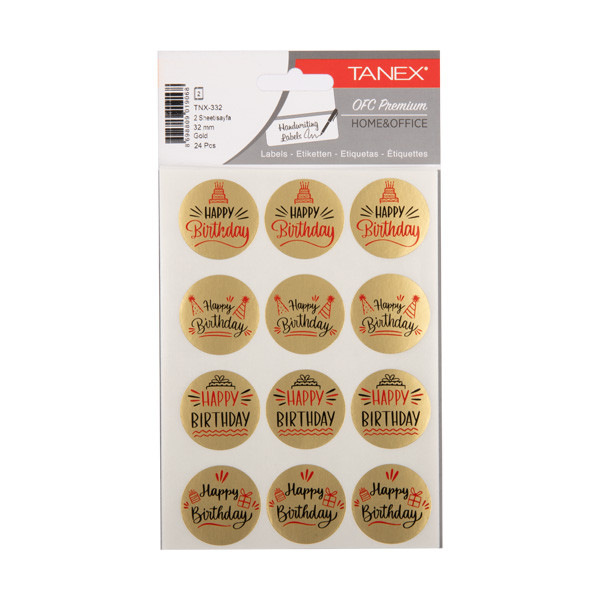 Tanex Klistermärken happy birthday | guld | Tanex | 2x 12st TNX-332 404137 - 1
