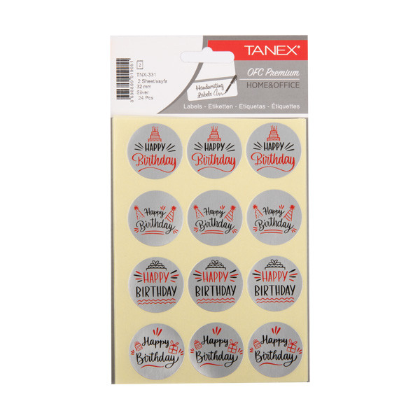 Tanex Klistermärken happy birthday | silver | Tanex | 2x 12st TNX-331 404136 - 1