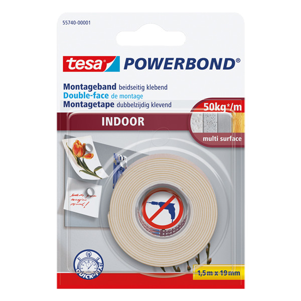 Dubbelhäftande tejp 19mm x 1.5m | Tesa Powerbond Indoor 55740 202382 - 1