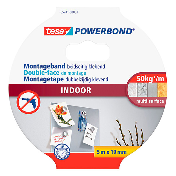 Dubbelhäftande tejp 19mm x 5m | Tesa Powerbond Indoor Extra Strong 55741-00001-03 203355 - 2