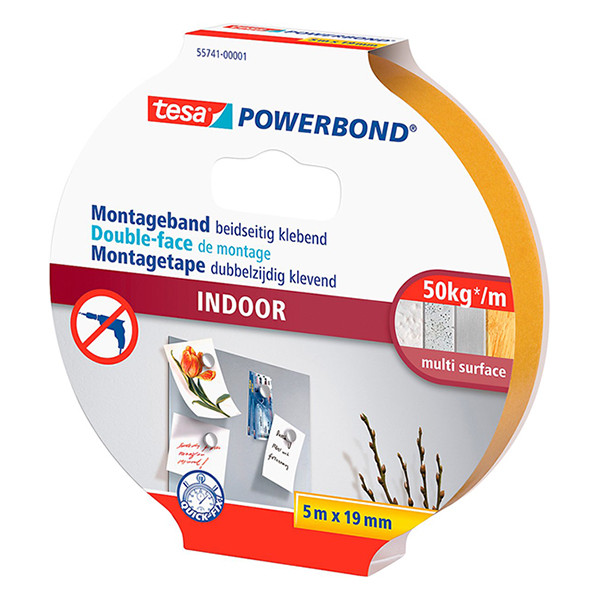 Dubbelhäftande tejp 19mm x 5m | Tesa Powerbond Indoor Extra Strong 55741-00001-03 203355 - 3