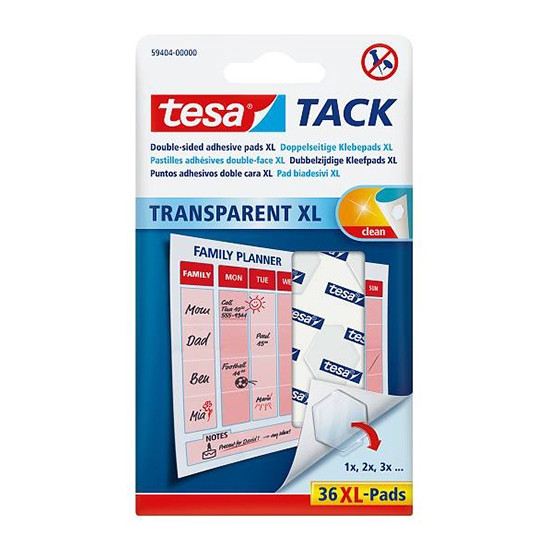 Tesa Fästkuddar XL | Tesa Tack | transparenta | 36st/frp 59404-00000-00 202336 - 1