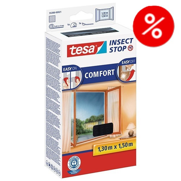 Tesa Insect Stop Comfort myggnät | svart | 130 x 150cm⭐  500641 - 1