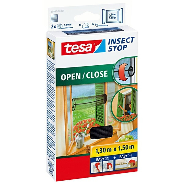 Tesa Insect Stop Comfort myggnät öppna/stäng | svart | 130 x 150cm 55033-00021-00 STE00016 - 1