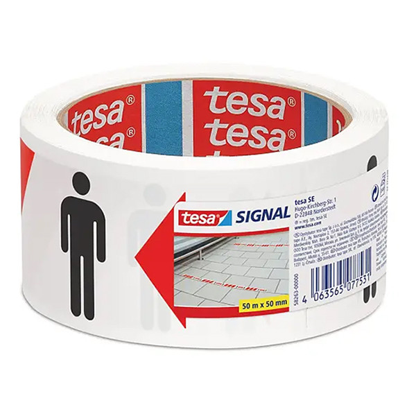 Tesa Markeringstejp 50mm x 50m | Tesa | röd/vit 58263-00000-00 202388 - 2