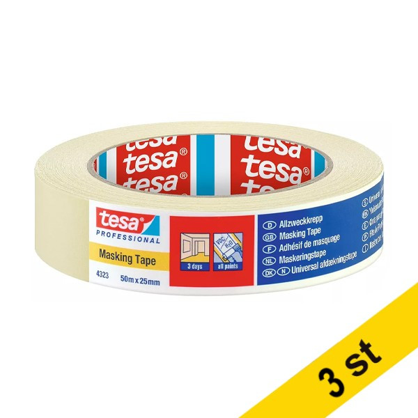 Tesa Maskeringstejp 25mm x 50m | Tesa 4323 | 3st  203339 - 1