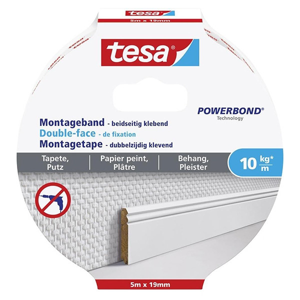 Tesa Monteringstejp känsliga ytor 19mm x 5m | Tesa Powerbond | vit 77743-00000-00 202319 - 1
