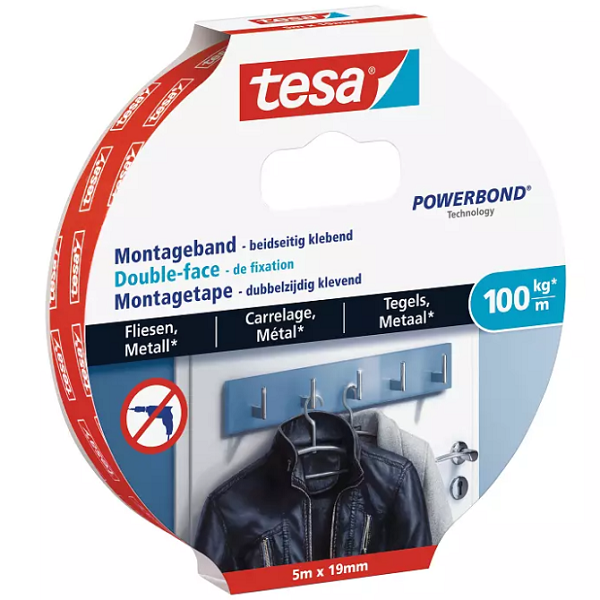 Tesa Monteringstejp kakel och metall 19mm x 5m | Tesa Powerbond | vit 77747-00000-00 202323 - 1