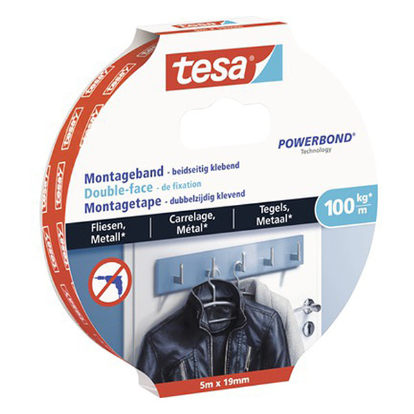 Tesa Monteringstejp kakel och metall 19mm x 5m | Tesa Powerbond | vit 77747-00000-00 202323 - 2